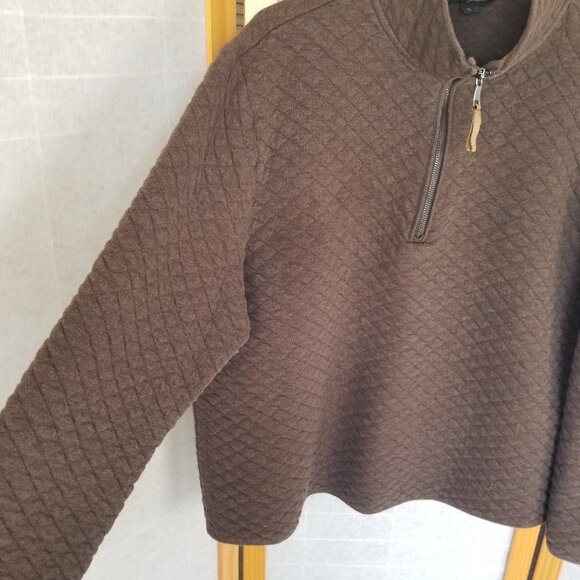 Banana Republic Quilted Pullover Sweatshirt Brown Half Zip Size XL - Picture 3 of 9